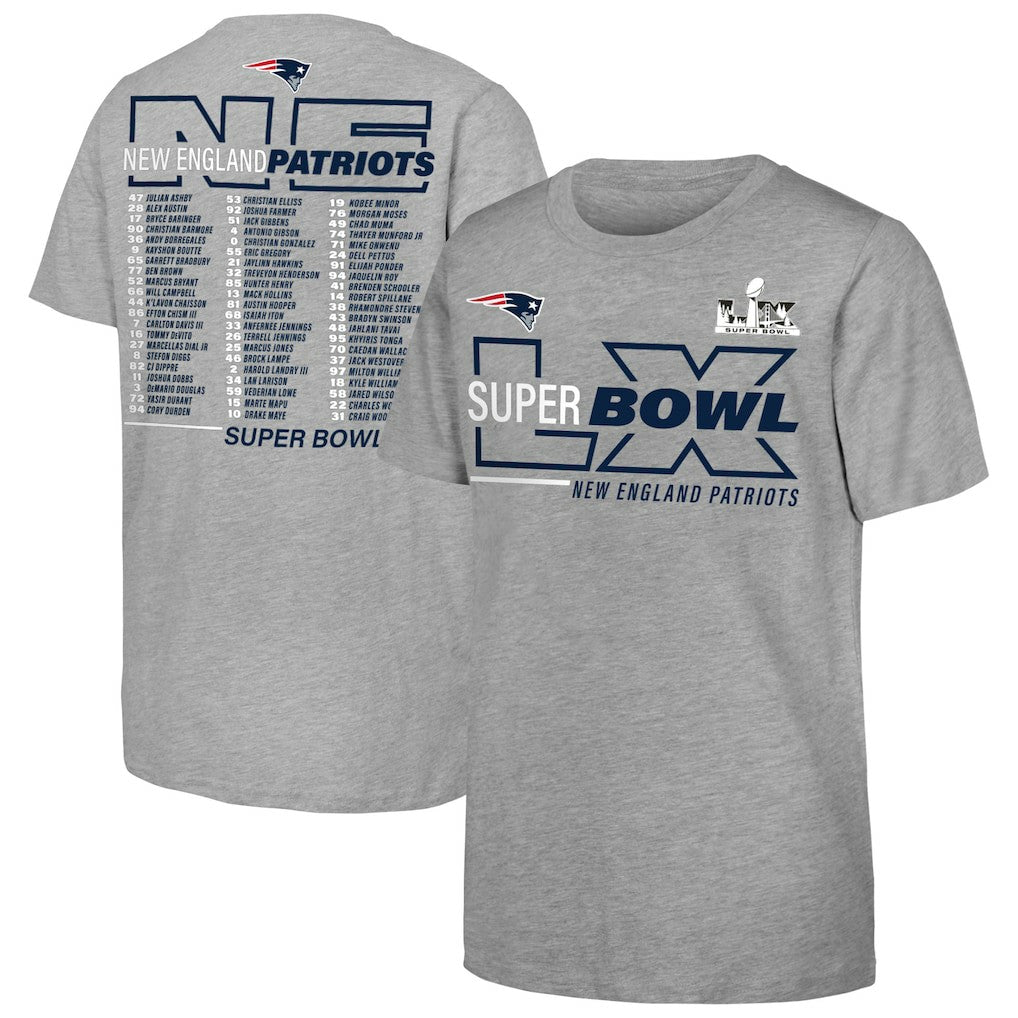 Youth Super Bowl LX Roster T-Shirt - New England Patriots
