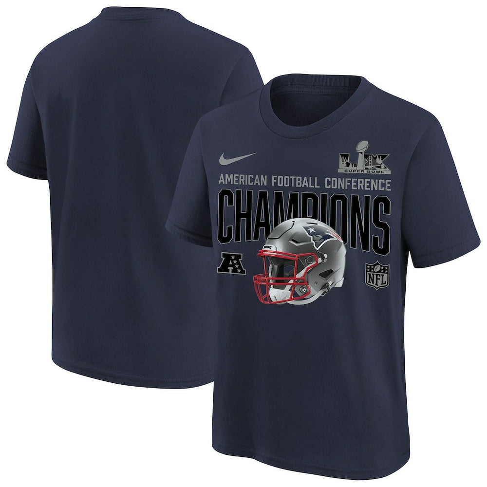 Youth 2025 AFC Champions Glory Shield Helmet T-Shirt - New England Patriots