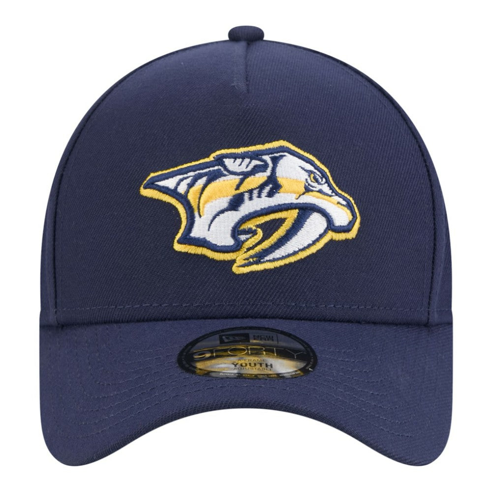NHL Navy Nashville Predators New Era Youth 9FORTY A-Frame Adjustable Hat