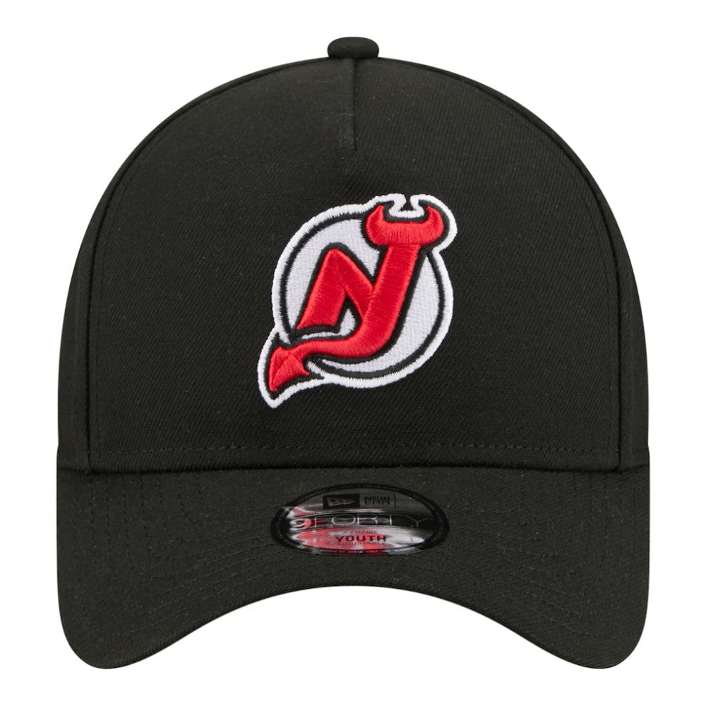 NHL Black New Jersey Devils New Era Youth 9FORTY A-Frame Adjustable Hat
