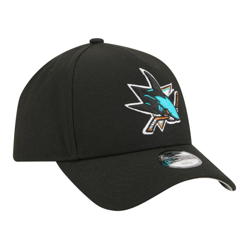 NHL Black San Jose Sharks New Era Youth 9FORTY A-Frame Adjustable Hat