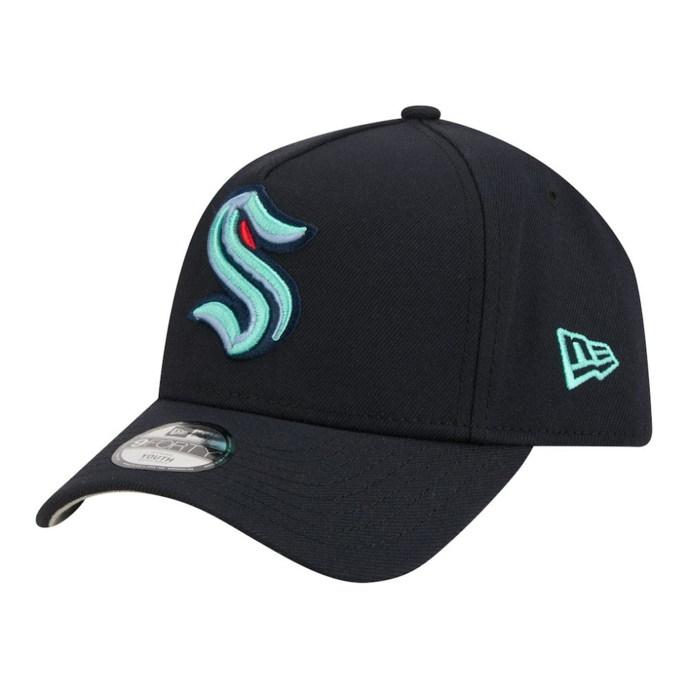NHL Deep Sea Blue Seattle Kraken New Era Youth 9FORTY A-Frame Adjustable Hat