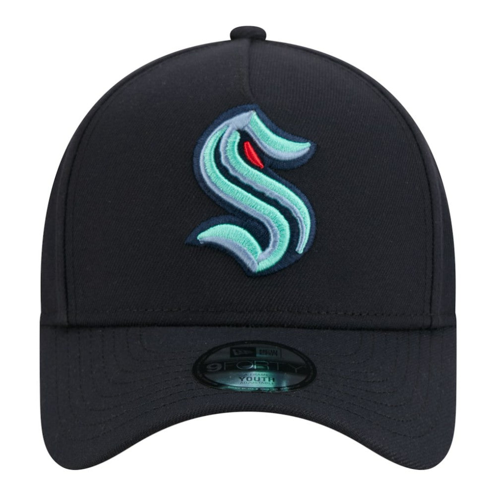 NHL Deep Sea Blue Seattle Kraken New Era Youth 9FORTY A-Frame Adjustable Hat