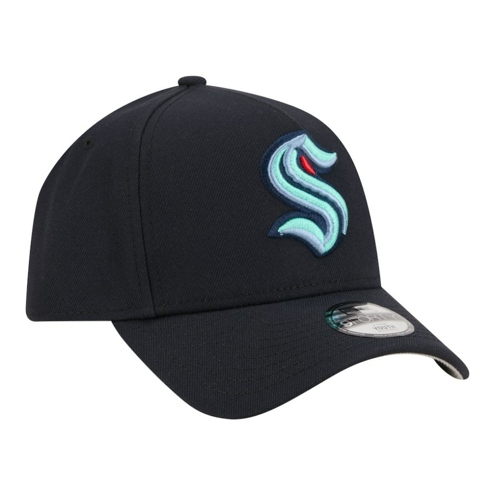 NHL Deep Sea Blue Seattle Kraken New Era Youth 9FORTY A-Frame Adjustable Hat