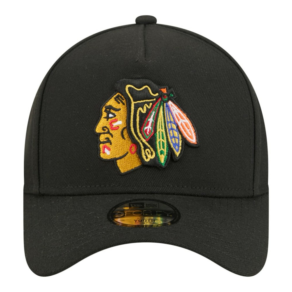 NHL Black Chicago Blackhawks New Era Youth 9FORTY A-Frame Adjustable Hat