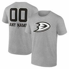 NHL Gray Anaheim Ducks Big & Tall Personalized Name & Number Monochrome T-Shirt