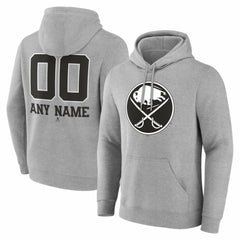 NHL Gray Buffalo Sabres Big & Tall Personalized Name & Number Monochrome Pullover Hoodie