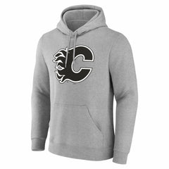NHL Gray Calgary Flames Big & Tall Personalized Name & Number Monochrome Pullover Hoodie