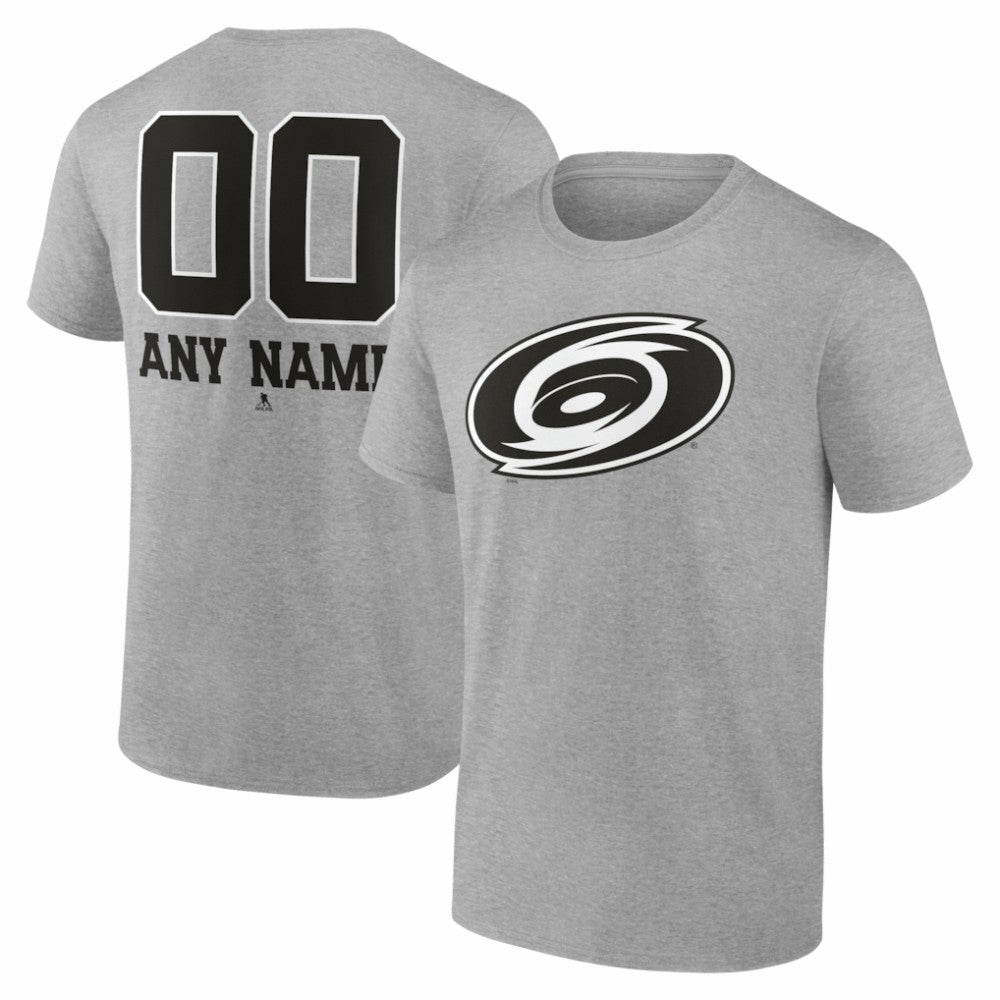 NHL Gray Carolina Hurricanes Big & Tall Personalized Name & Number Monochrome T-Shirt