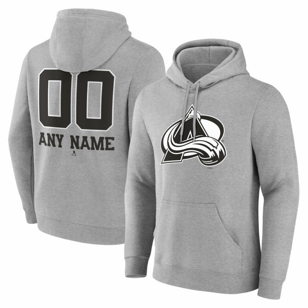 NHL Gray Colorado Avalanche Big & Tall Personalized Name & Number Monochrome Pullover Hoodie