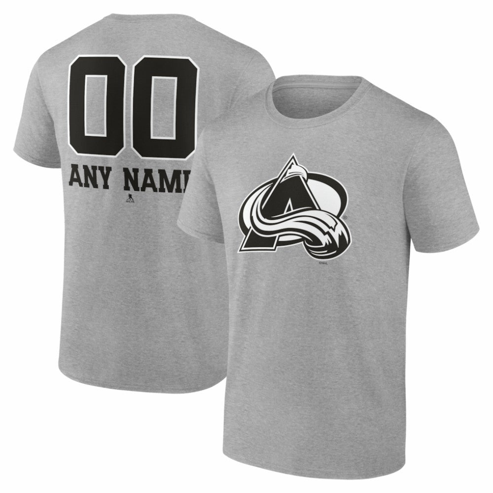 NHL Gray Colorado Avalanche Big & Tall Personalized Name & Number Monochrome T-Shirt