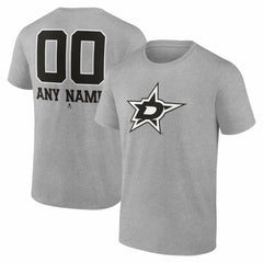 NHL Gray Dallas Stars Big & Tall Personalized Name & Number Monochrome T-Shirt