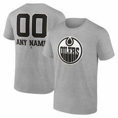 NHL Gray Edmonton Oilers Big & Tall Personalized Name & Number Monochrome T-Shirt