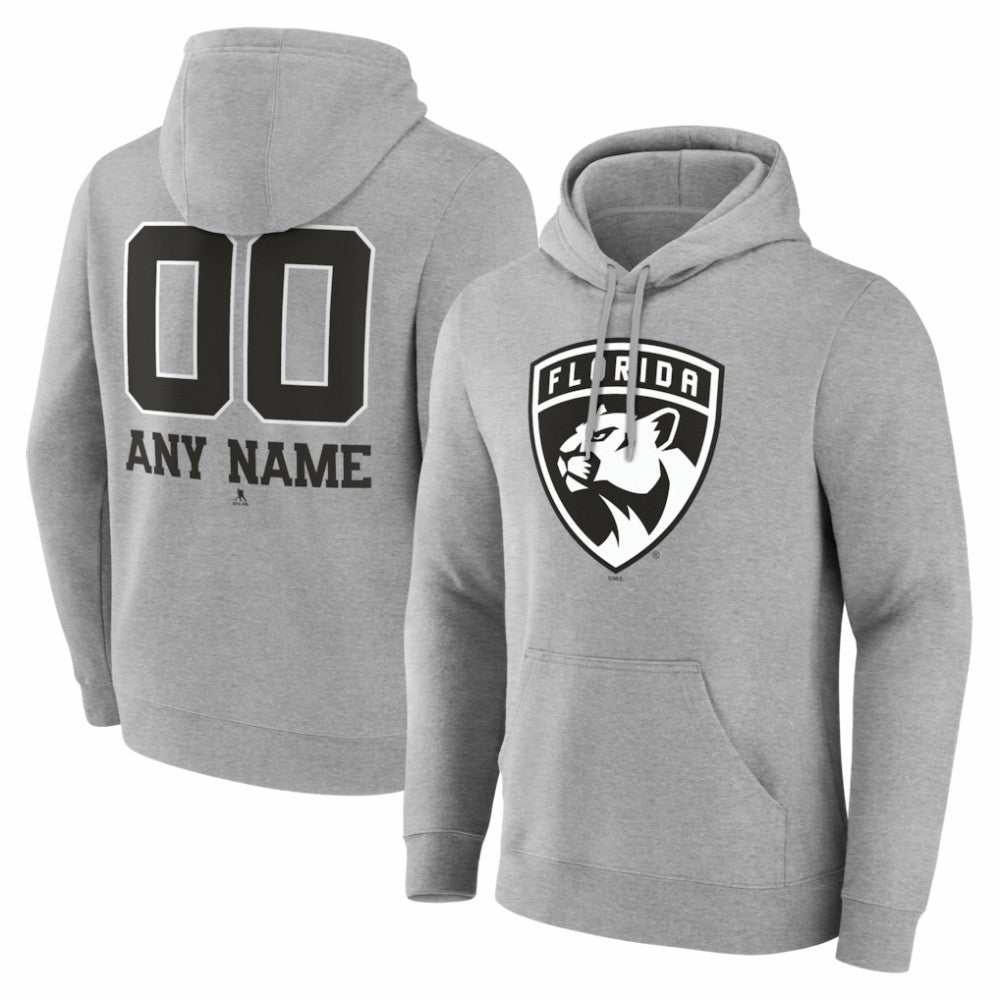 NHL Gray Florida Panthers Big & Tall Personalized Name & Number Monochrome Pullover Hoodie