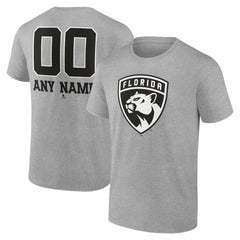 NHL Gray Florida Panthers Big & Tall Personalized Name & Number Monochrome T-Shirt