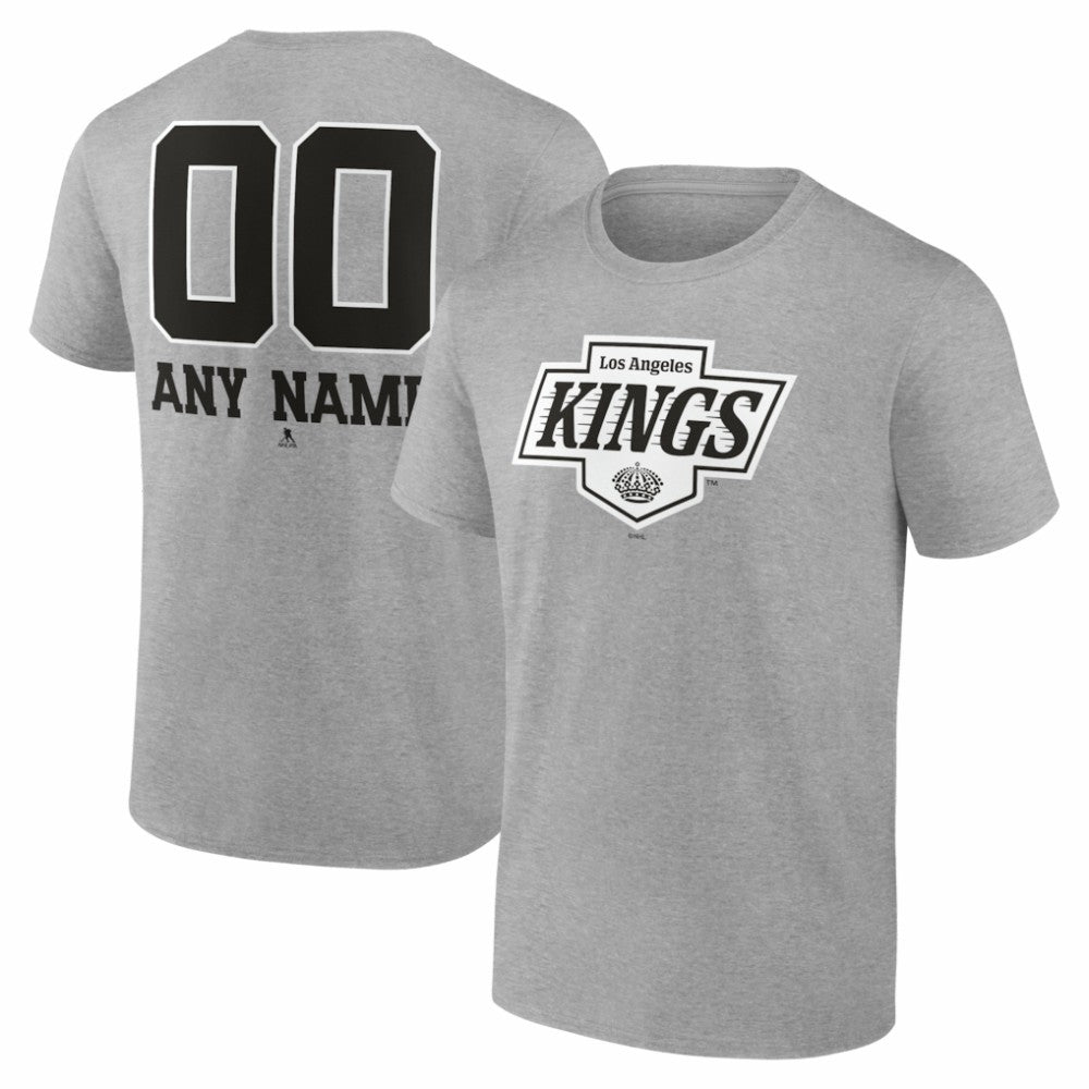 NHL Gray Los Angeles Kings Big & Tall Personalized Name & Number Monochrome T-Shirt