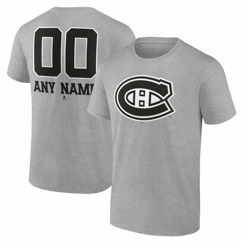 NHL Gray Montreal Canadiens Big & Tall Personalized Name & Number Monochrome T-Shirt