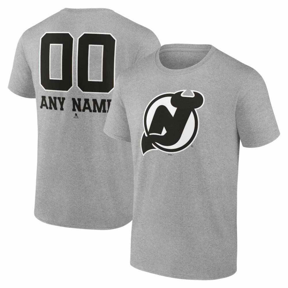 NHL Gray New Jersey Devils Big & Tall Personalized Name & Number Monochrome T-Shirt