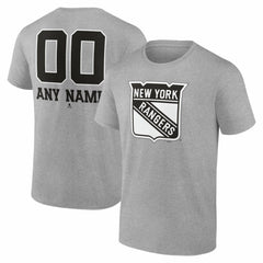 NHL Gray New York Rangers Big & Tall Personalized Name & Number Monochrome T-Shirt