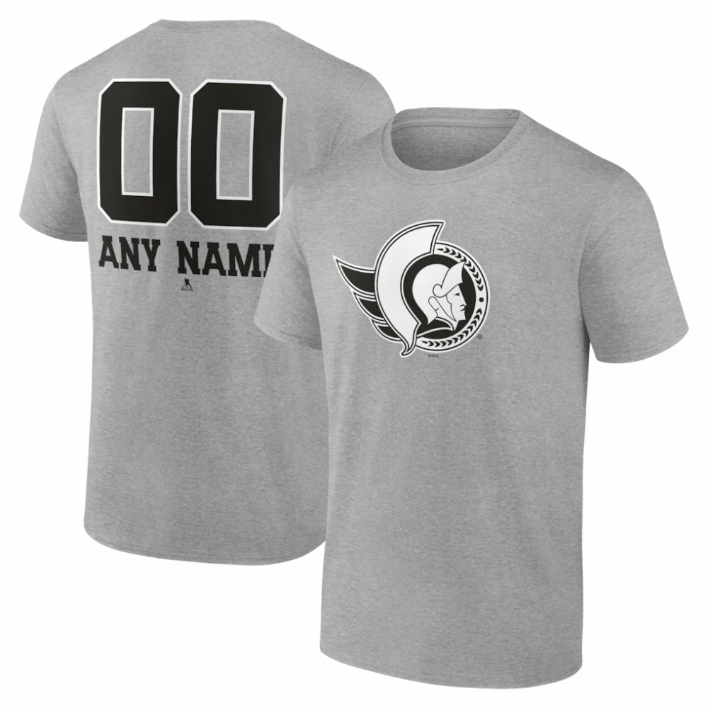 NHL Gray Ottawa Senators Big & Tall Personalized Name & Number Monochrome T-Shirt