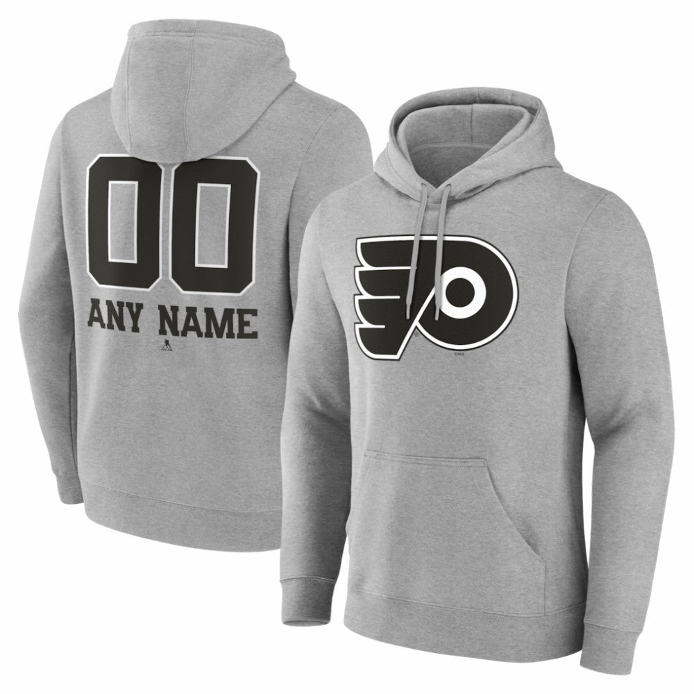 NHL Gray Philadelphia Flyers Big & Tall Personalized Name & Number Monochrome Pullover Hoodie