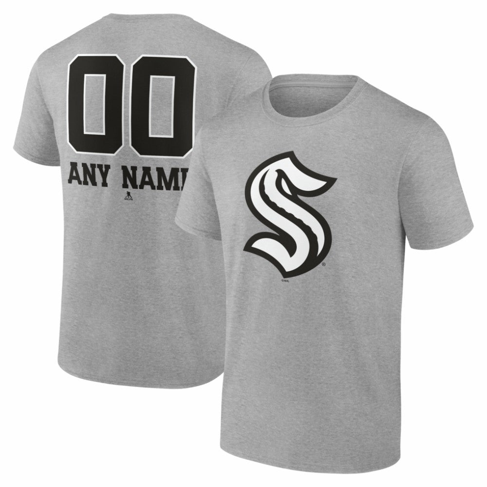 NHL Gray Seattle Kraken Big & Tall Personalized Name & Number Monochrome T-Shirt