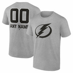NHL Gray Tampa Bay Lightning Big & Tall Personalized Name & Number Monochrome T-Shirt