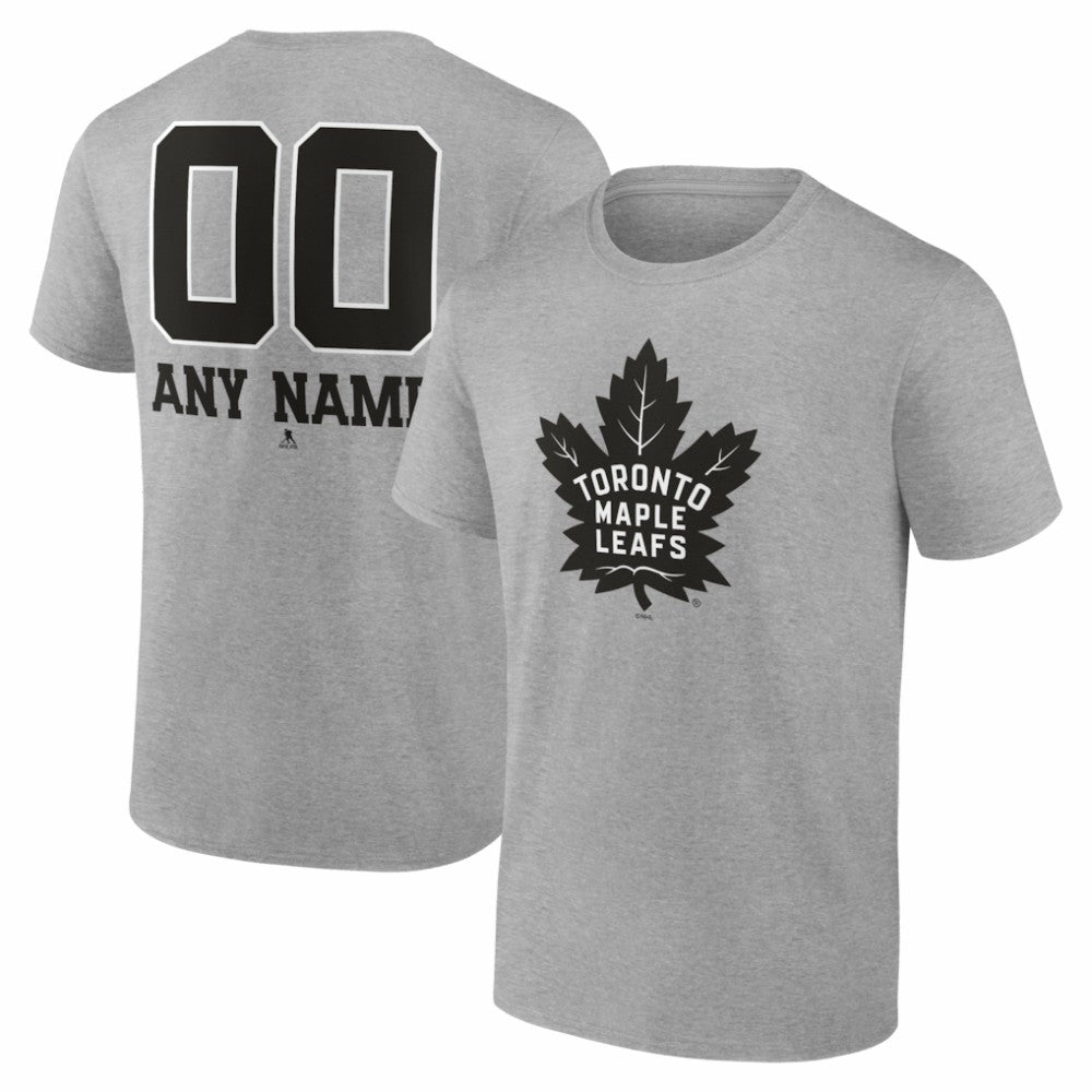 NHL Gray Toronto Maple Leafs Big & Tall Personalized Name & Number Monochrome T-Shirt