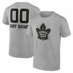 NHL Gray Toronto Maple Leafs Big & Tall Personalized Name & Number Monochrome T-Shirt
