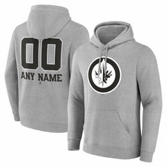 NHL Gray Winnipeg Jets Big & Tall Personalized Name & Number Monochrome Pullover Hoodie