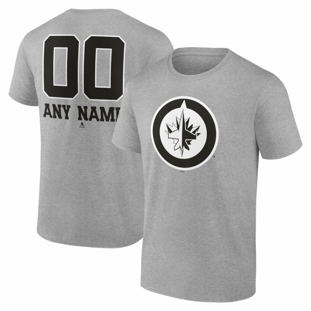 NHL Gray Winnipeg Jets Big & Tall Personalized Name & Number Monochrome T-Shirt