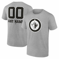NHL Gray Winnipeg Jets Big & Tall Personalized Name & Number Monochrome T-Shirt