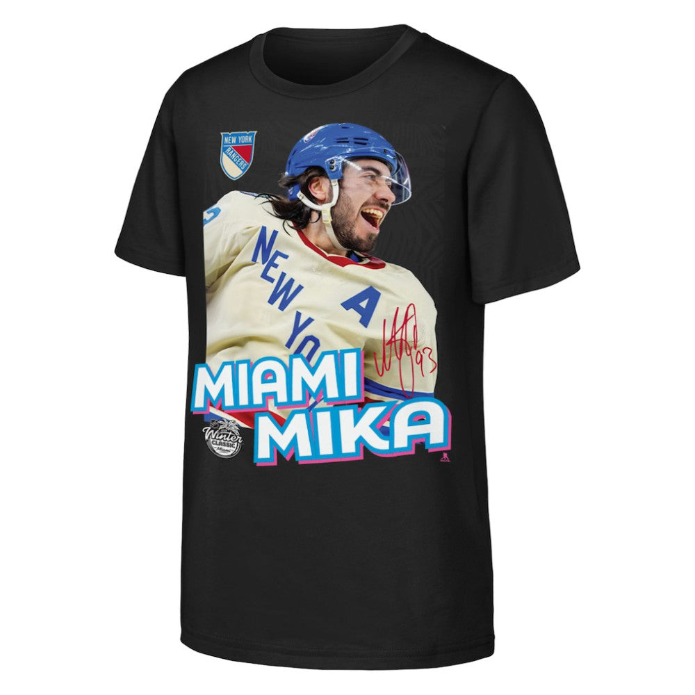 NHL Black Mika Zibanejad New York Rangers Outerstuff Youth Miami Mika T-Shirt
