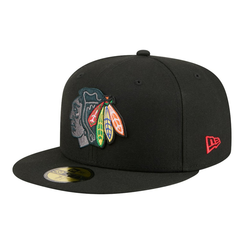 NHL Black Chicago Blackhawks New Era Color Pop 59FIFTY Fitted Hat