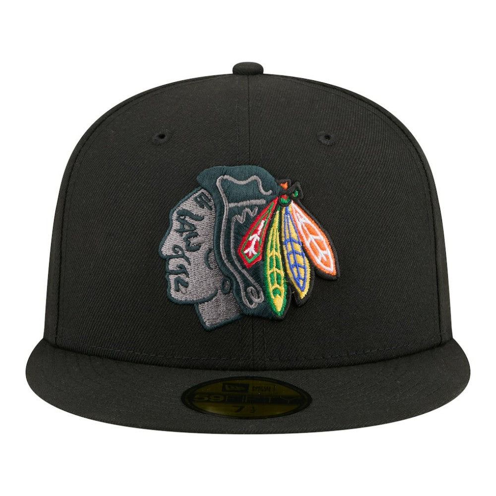 NHL Black Chicago Blackhawks New Era Color Pop 59FIFTY Fitted Hat