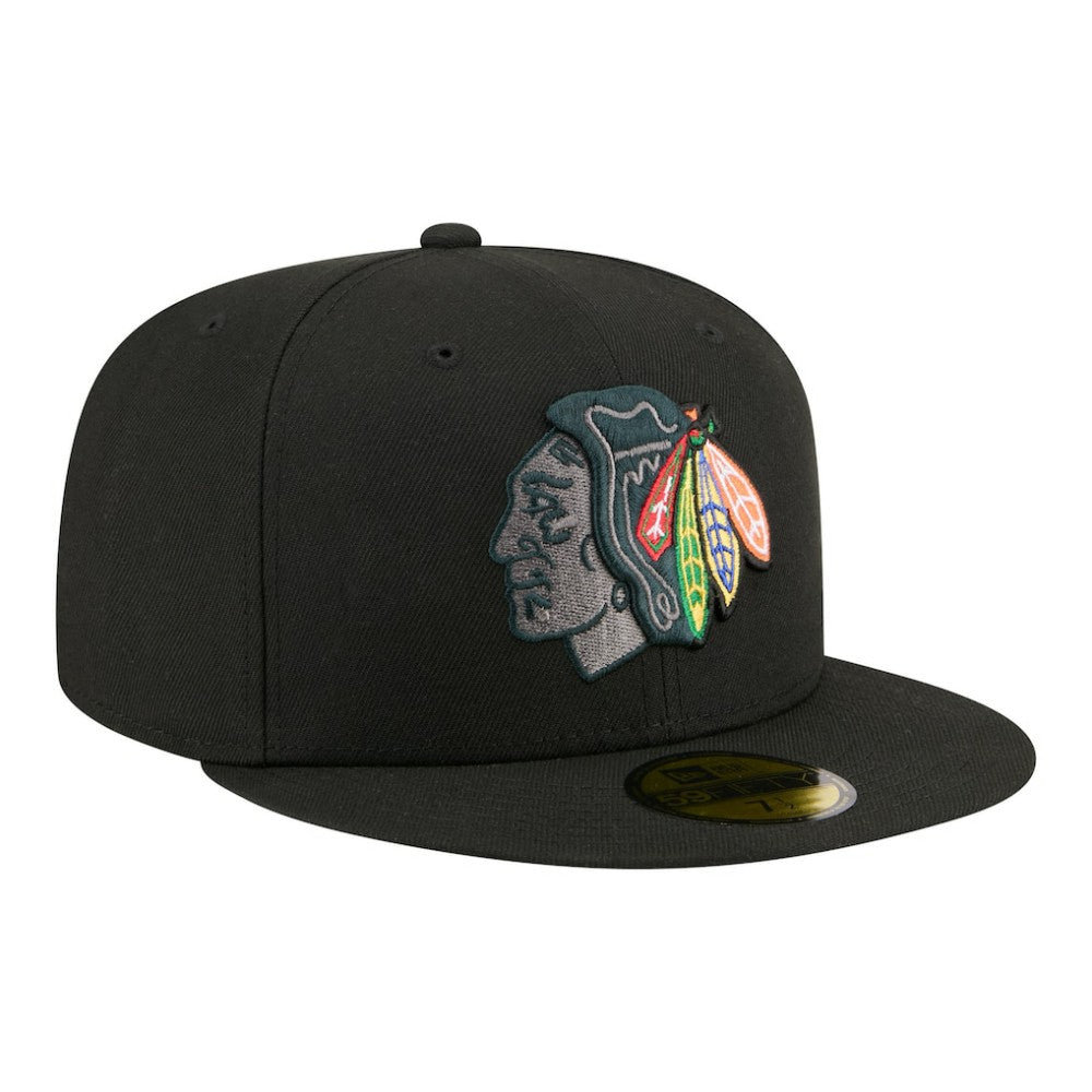 NHL Black Chicago Blackhawks New Era Color Pop 59FIFTY Fitted Hat