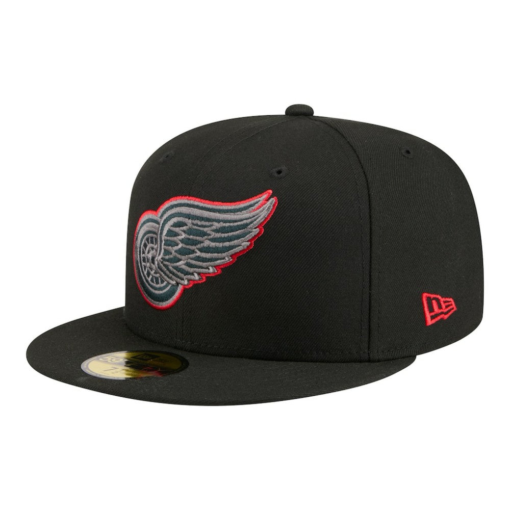 NHL Black Detroit Red Wings New Era Color Pop 59FIFTY Fitted Hat