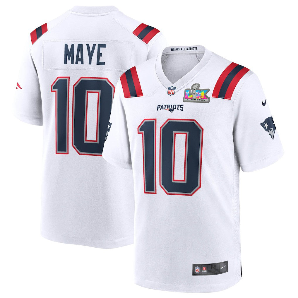 Drake Maye  Super Bowl LX Patch Game Jersey - New England Patriots