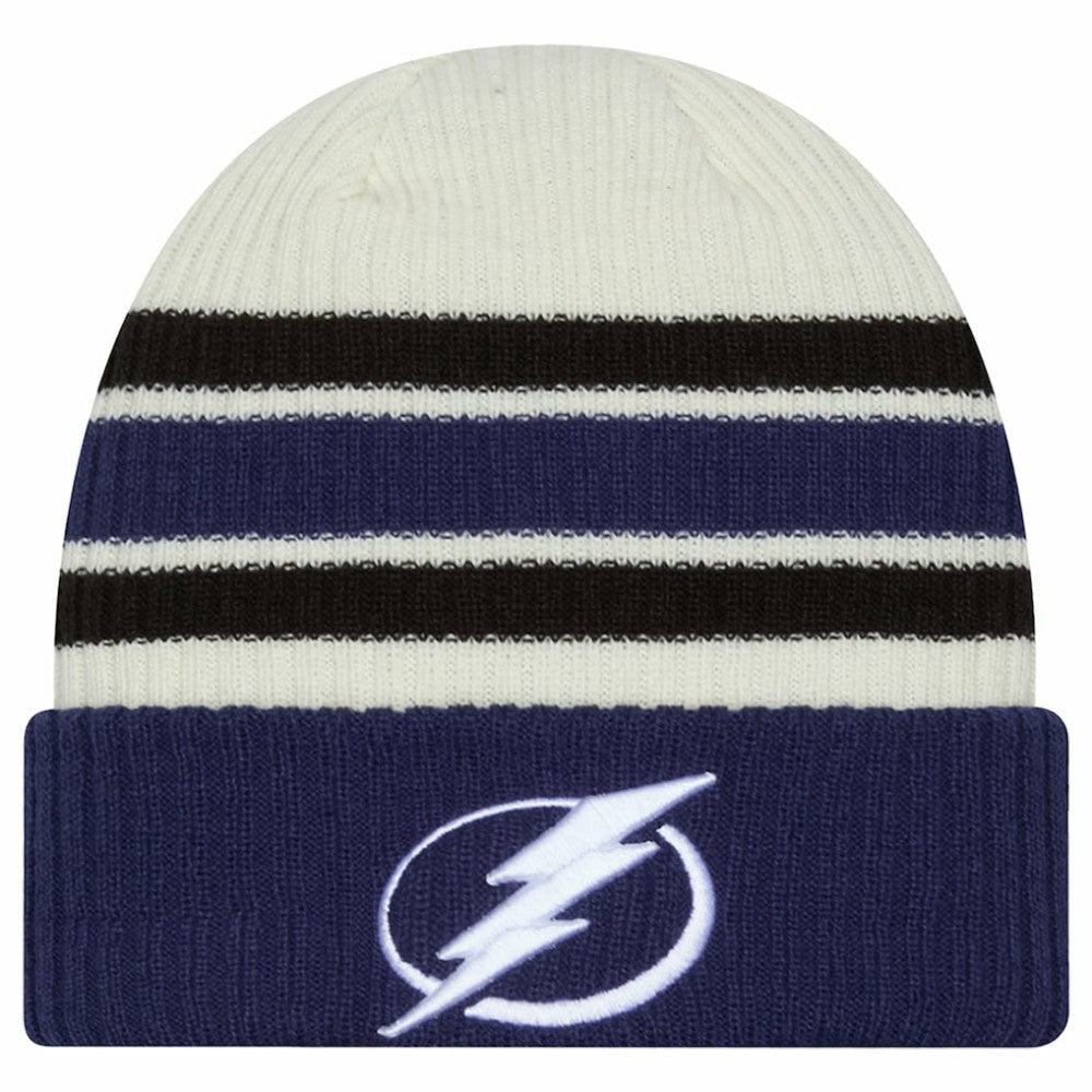 NHL Cream/Blue Tampa Bay Lightning New Era Vintage Cuffed Knit Hat