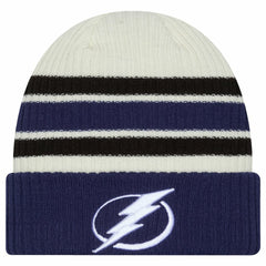 NHL Cream/Blue Tampa Bay Lightning New Era Vintage Cuffed Knit Hat