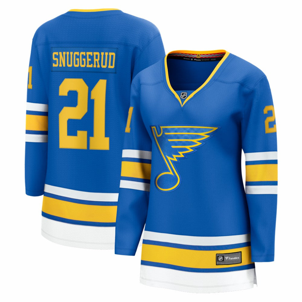 NHL Blue Jimmy Snuggerud St. Louis Blues Fanatics Women's Home Breakaway Jersey