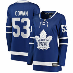 NHL Blue Easton Cowan Toronto Maple Leafs Indiana Women's Home Breakaway Jersey