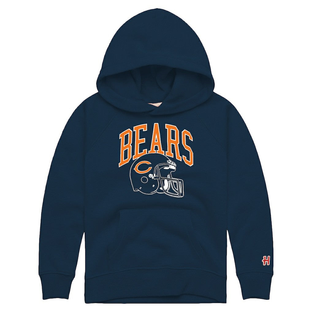 Homage Youth Helmet Retro Tri-Blend Hoodie - Chicago Bears