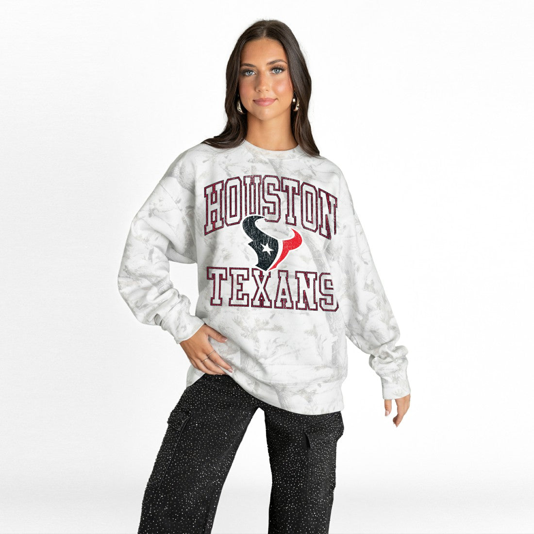 Gameday Couture Women's Whiteout Oversized Premium Fleece Sweatshirt - Houston Texans
