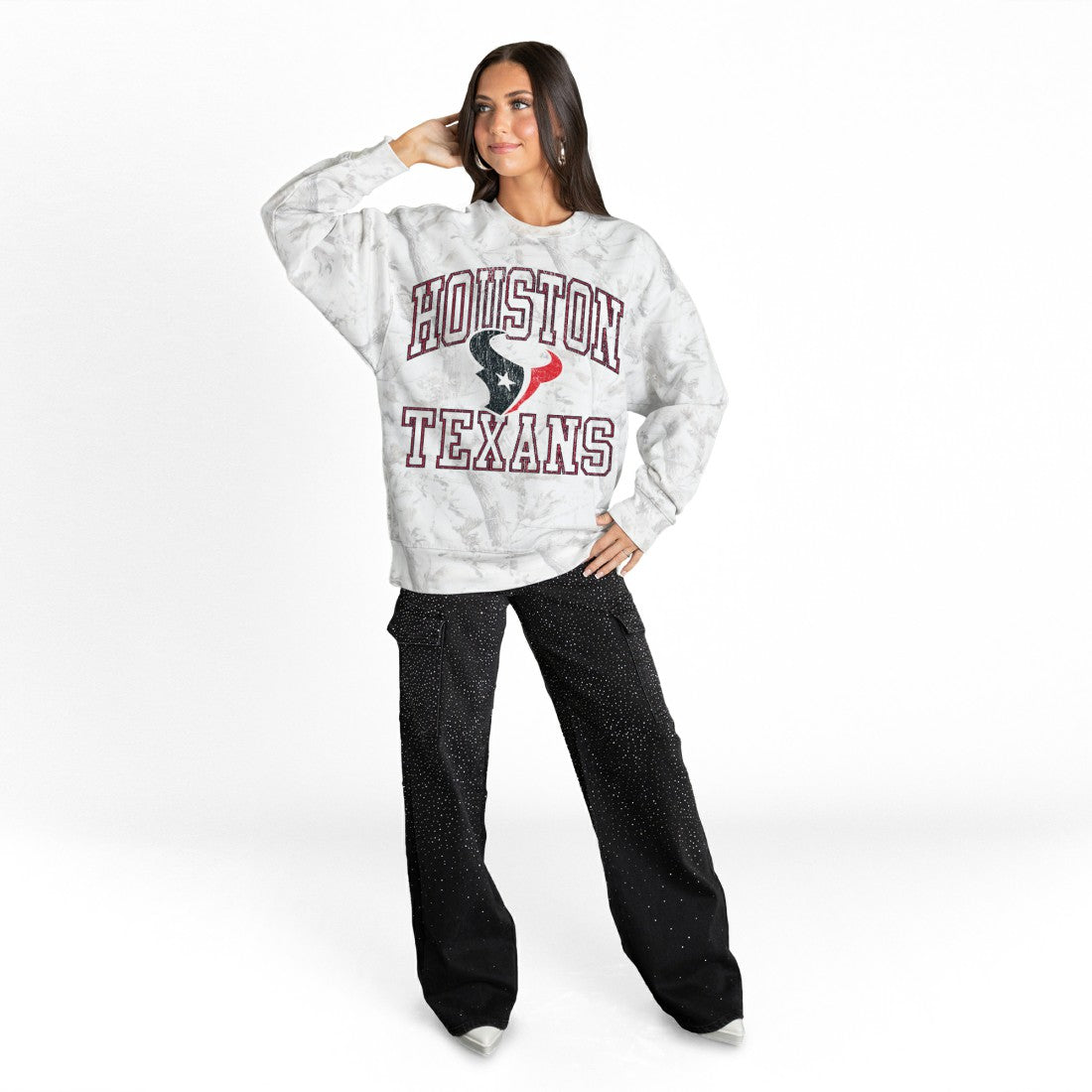 Gameday Couture Women's Whiteout Oversized Premium Fleece Sweatshirt - Houston Texans