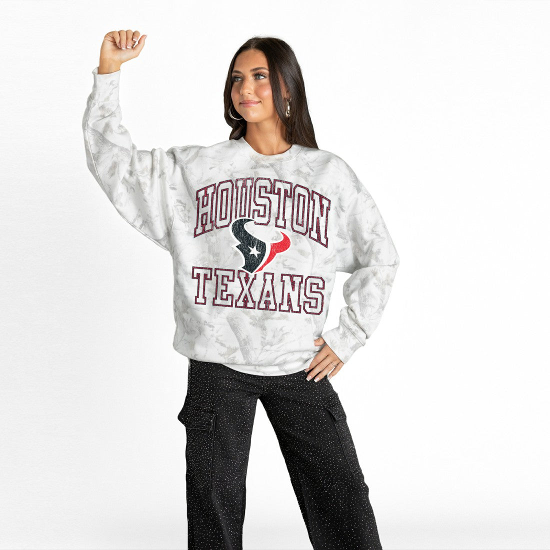 Gameday Couture Women's Whiteout Oversized Premium Fleece Sweatshirt - Houston Texans
