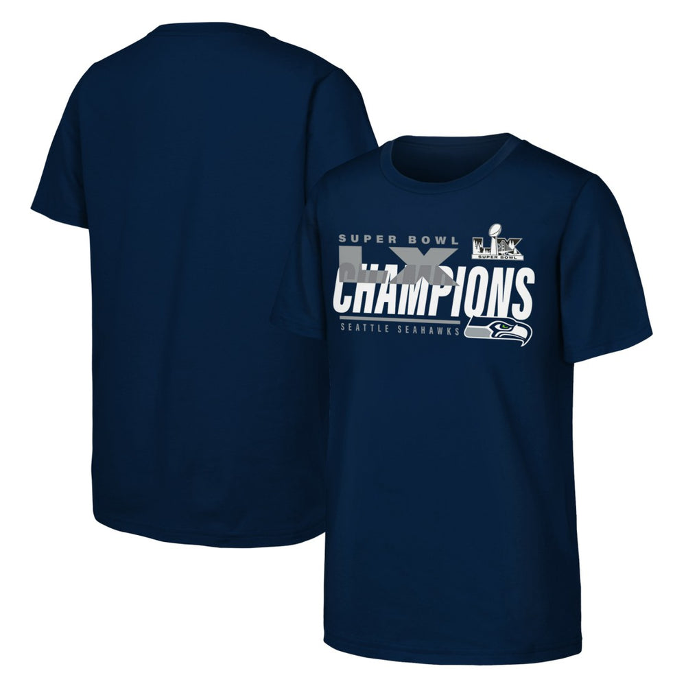 Youth Super Bowl LX Champions Iconic Victory T-Shirt - Seattle Seahawks