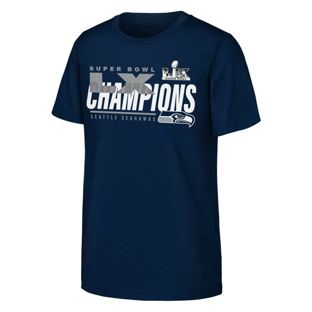 Youth Super Bowl LX Champions Iconic Victory T-Shirt - Seattle Seahawks