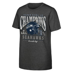 Youth Super Bowl LX Champions Prestigious Run Helmet T-Shirt - Seattle Seahawks