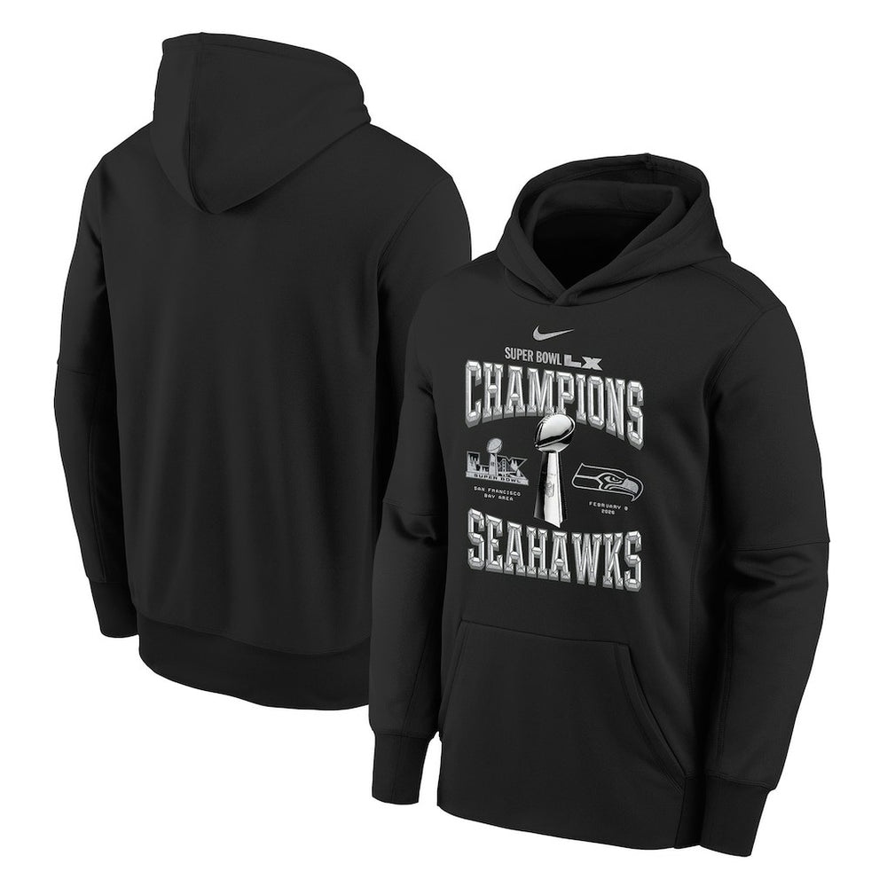 Youth Super Bowl LX Champions Locker Room Trophy Collection Authentic Hoodie - Seattle Seahawks